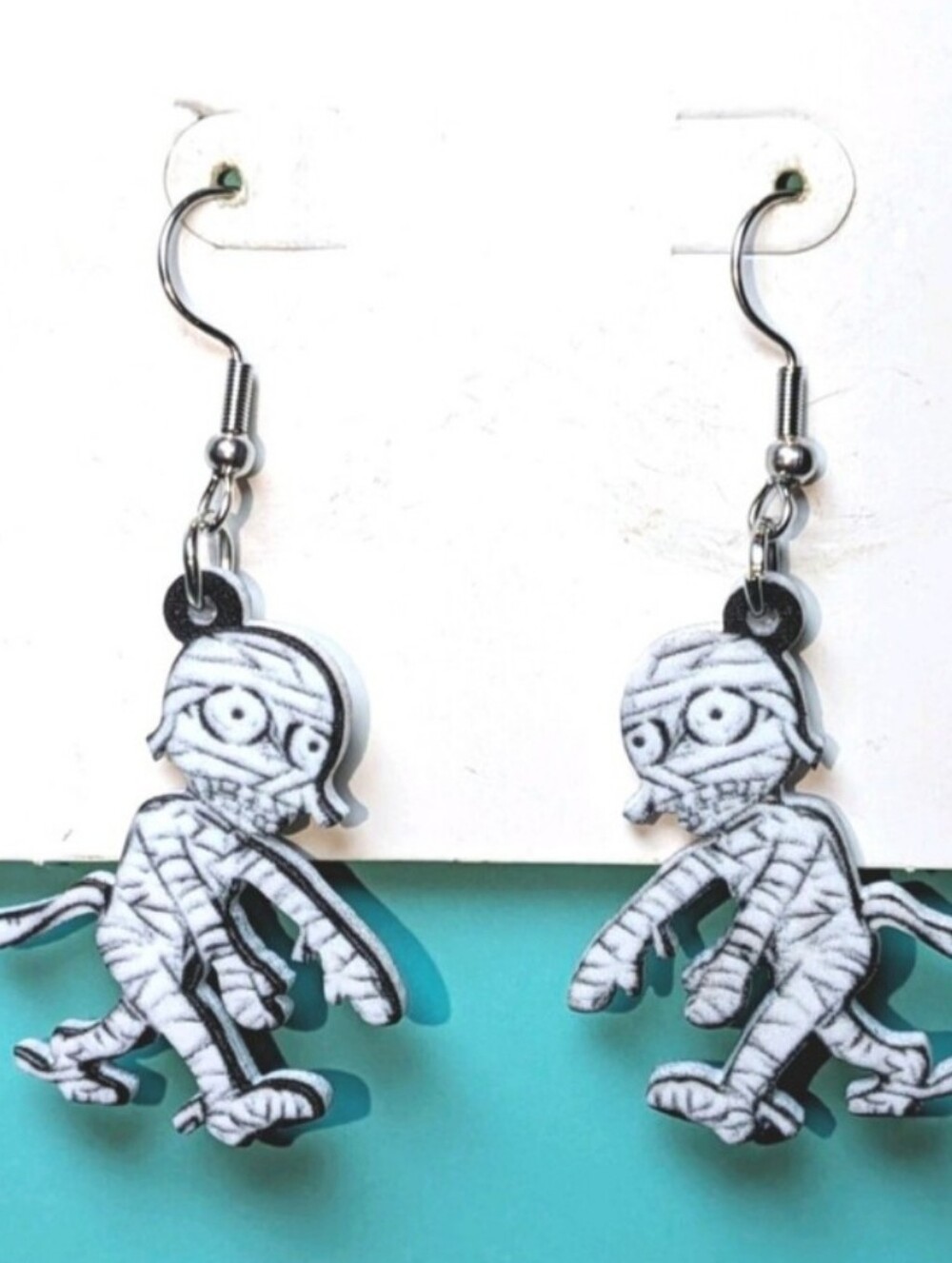 Kids White Mummy Dangle Earrings - Fun Halloween Accessory